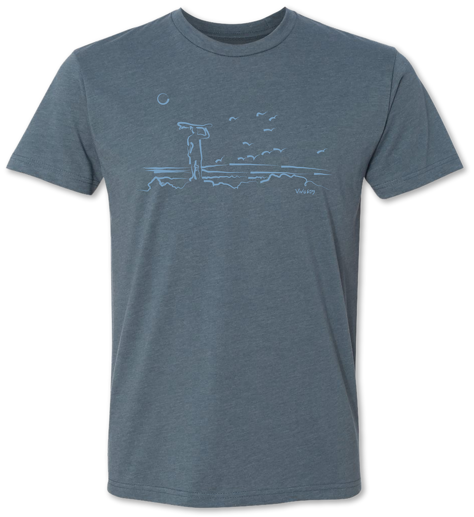 Men’s premium tee shirt of the ocean and someone watching it 