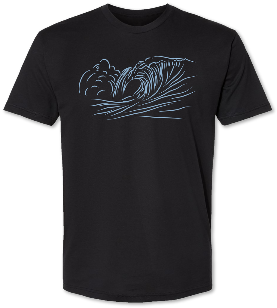 Premium men’s tee shirt with a hand drawn wave on it