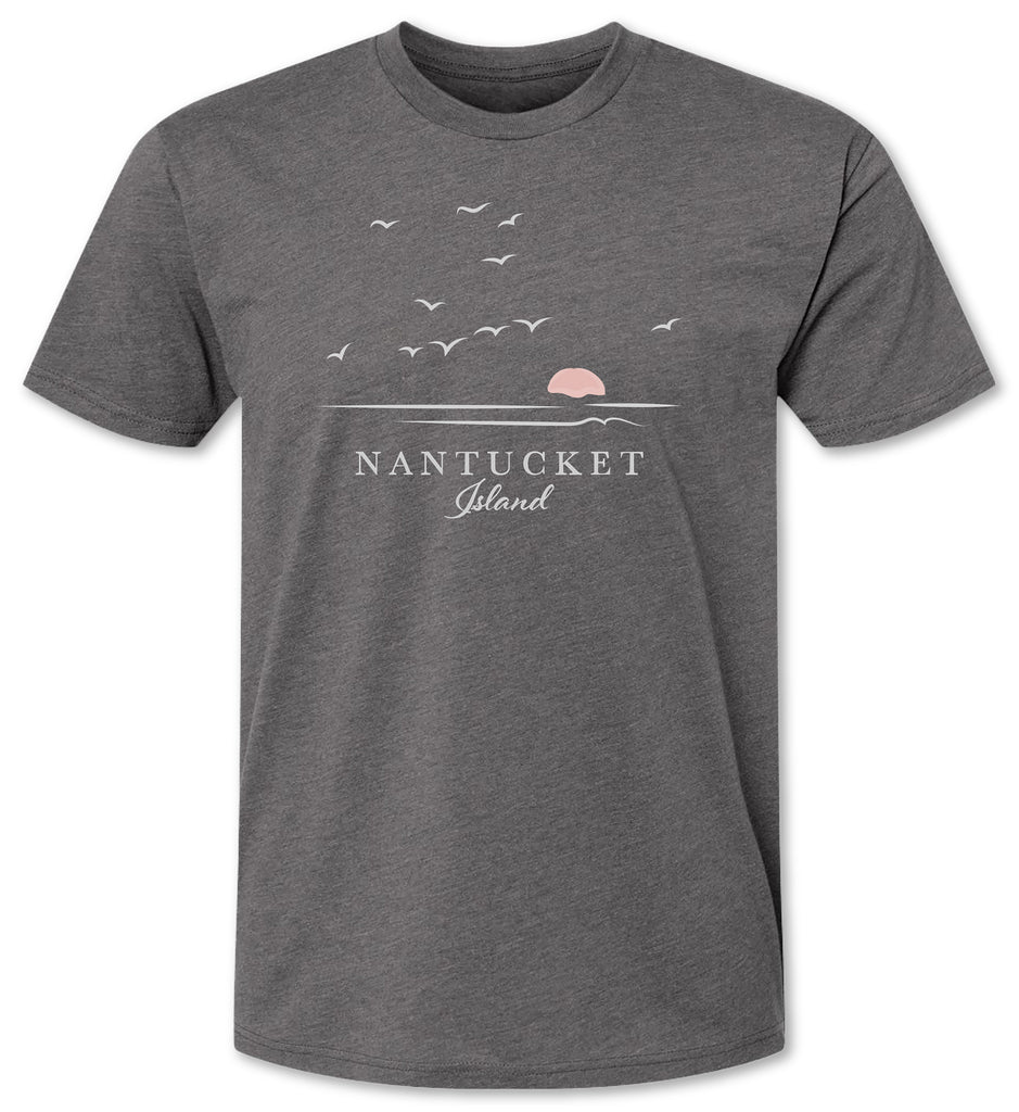 Hand drawn rendition of the Nantucket coast on a premium unisex tee shirt 