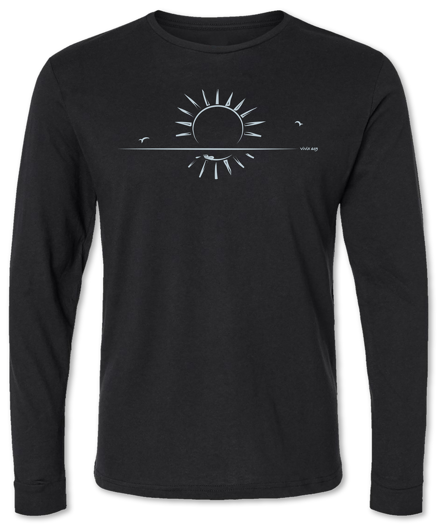 Hand drawn sun on a premium men’s tee shirt