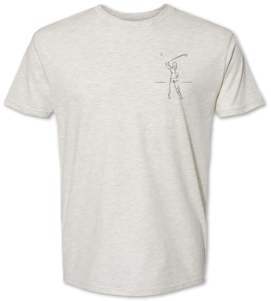 Hand drawn golfer on a premium men’s tee shirt