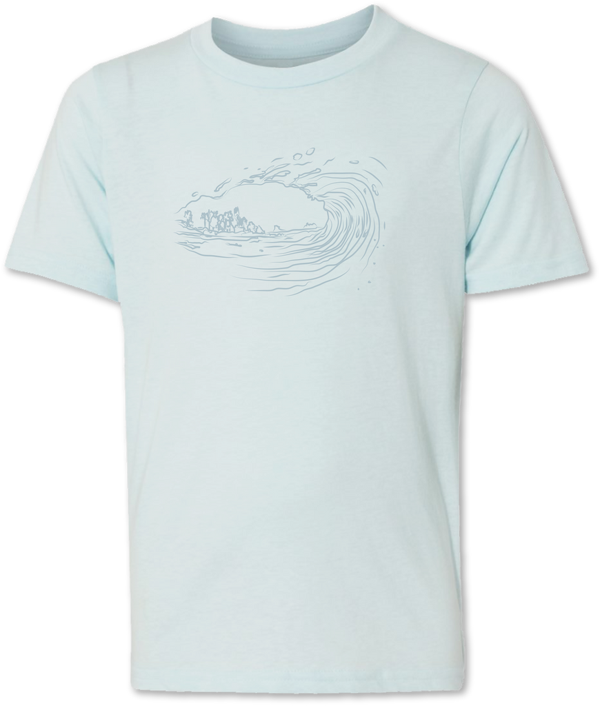 Beautiful wave tee shirt design on a kid’s tee shirt 