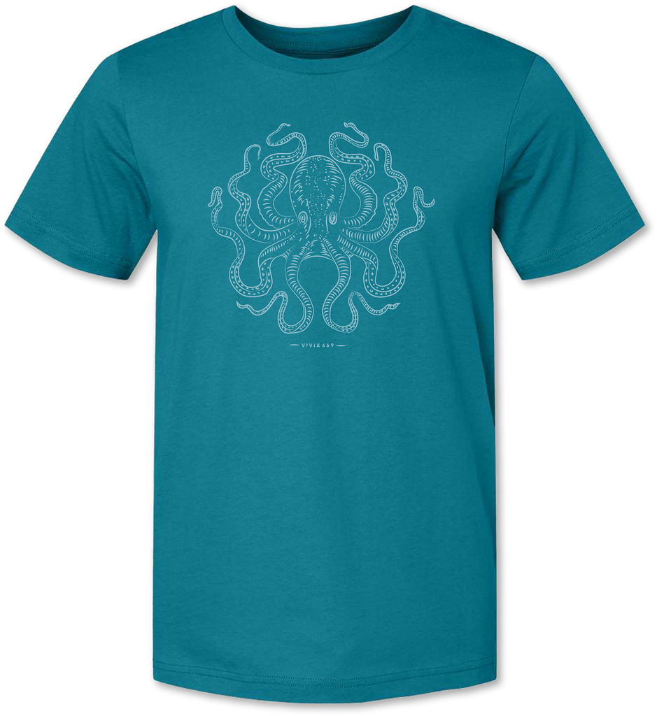 Octopus design on a quality tee men’s tee shirt