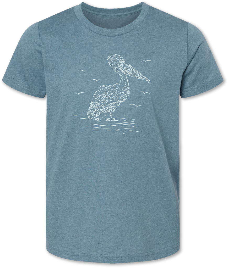 Beautiful ocean pelican on a youth tee shirt