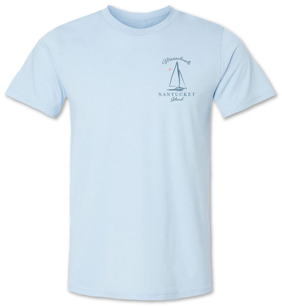 Detailed hand drawn sail boat on a premium unisex tee shirt