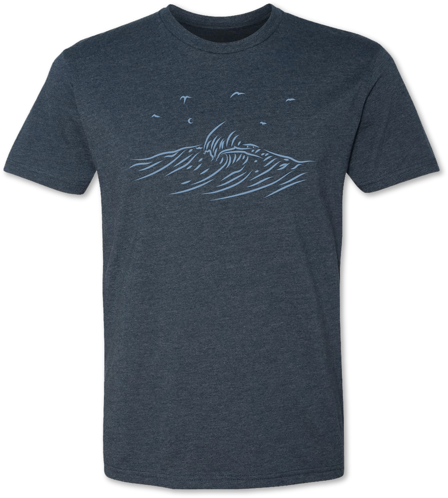Premium tee shirt with a wave on it