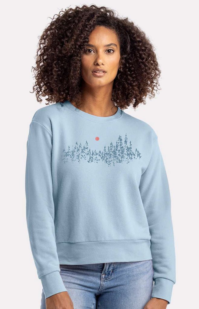 Hand drawn pine tree crew neck sweater